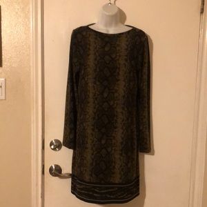 EUC. Worn once. Beautiful olive snake print dress MK
